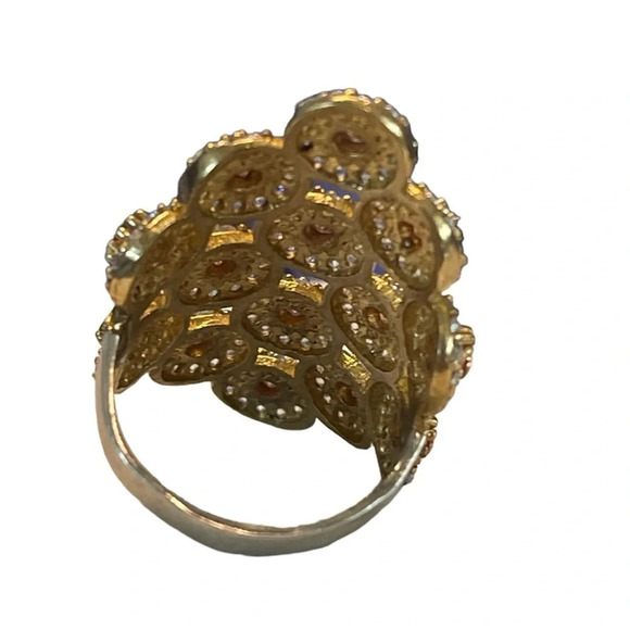 Rhinestone Sterling Silver Cocktail Ring - Picture 6 of 9